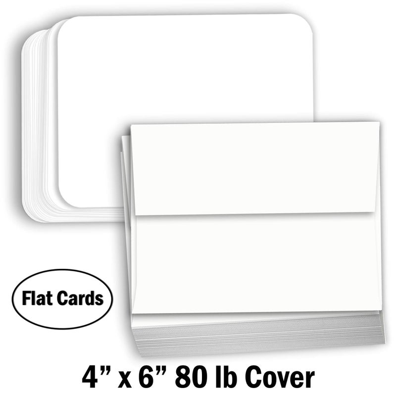 Hamilco White Cardstock Thick Paper - Blank Index Flash Note & Post Cards Rounded Corners with Envelopes Greeting Invitations Stationary 4 X 6" Heavy weight 80 lb Card Stock - 100 Pack - Image 3
